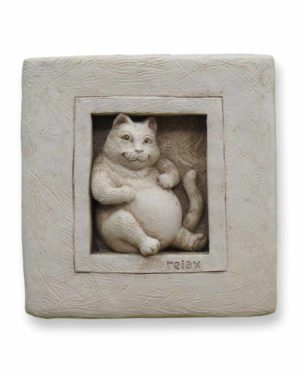 Cast Stone Plaque Featuring Cats  Purrfectly Relaxed